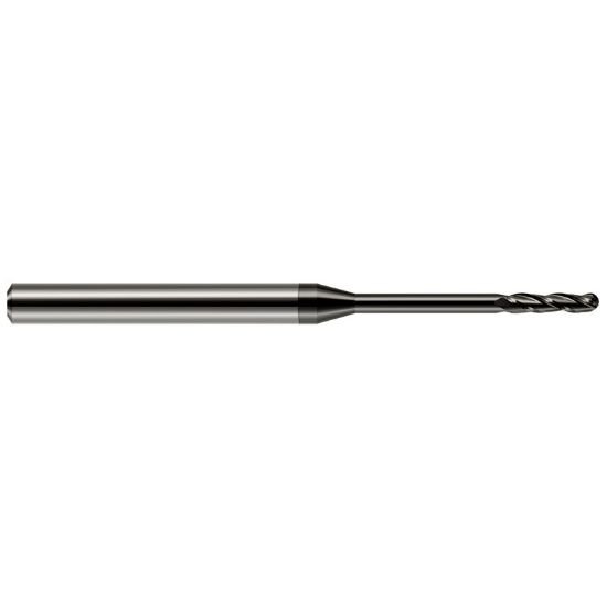 Picture of Harvey Tool 10290 Dia 0.09 LOC 0.7500 OAL2.50 End Mill Standard Flute Standard Helix Carbide Diamond Single End Ball NoseBall